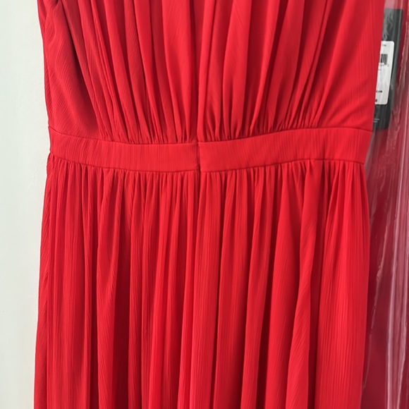 BADGLEY MISCHKA Women's Red Maxi Dress 4 SMALL Pleated Surplice Flowy - Picture 9 of 10